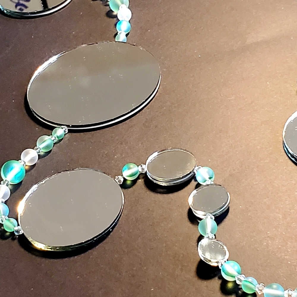 SUNCATCHER Green, Blue, Opal Glass Beaded Original Handcrafted Hanging Décor